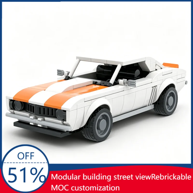 

HOT 350pcs MOC Classic 1969 Ss Inspired Muscle Car Model Customized Building Blocks DIY Creative Educational Assembly Toy Gift