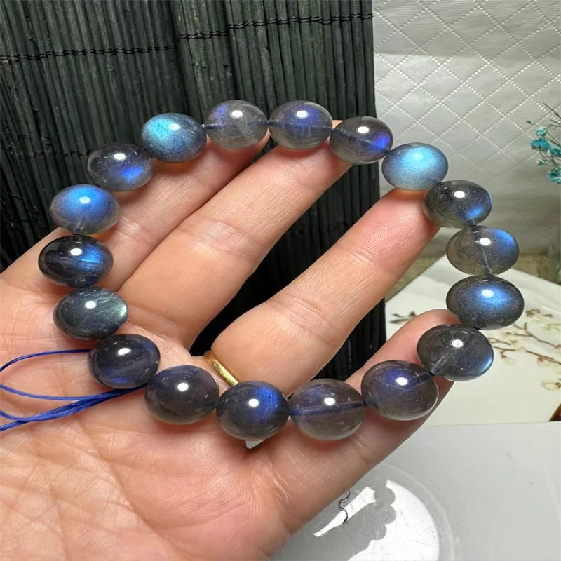 

Natural Labradorite Black Body Full Blue Light Bracelet Jewelry For Woman Fengshui Healing Wealth Beads Crystal Gift 1pcs 11.4MM