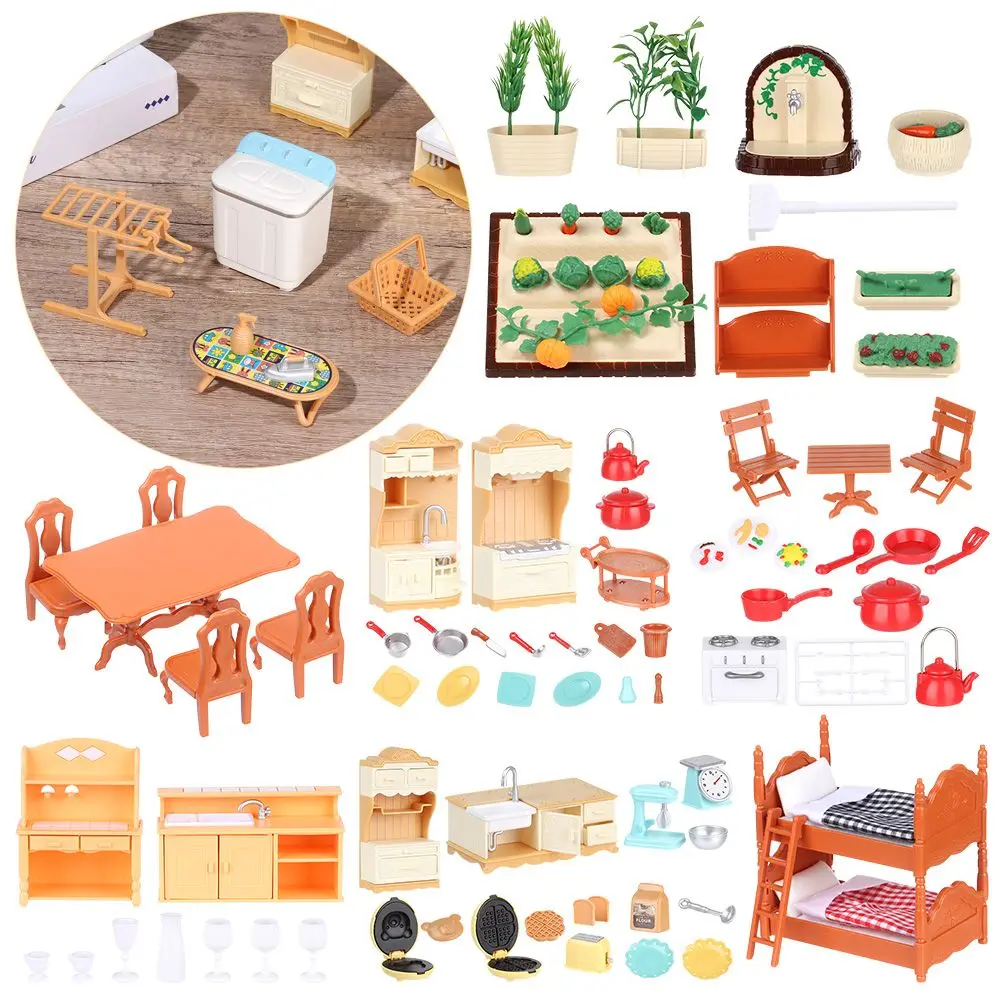 Toys Doll Forest Family Kitchen Miniature Doll House 1/12 Toy Kitchen Accessories Dollhouse Furniture Toys for Girls