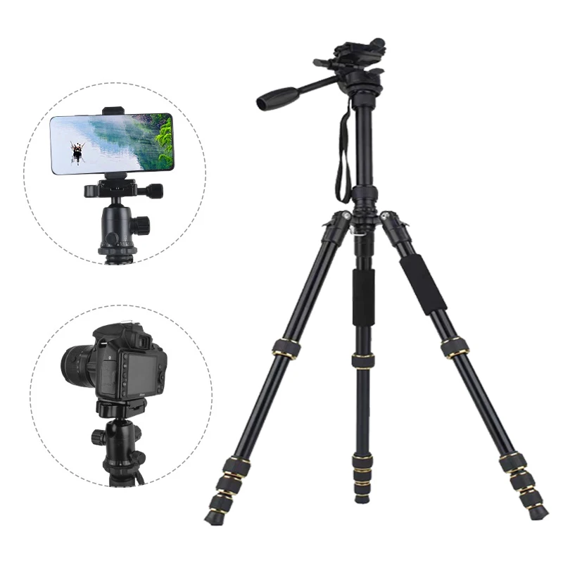 Camera Tripod Porfessional Aluminum Heavy Duty Tripod Stand for Mirrorless Camera DSLR Cell Phone Camcorder With Travel Bag