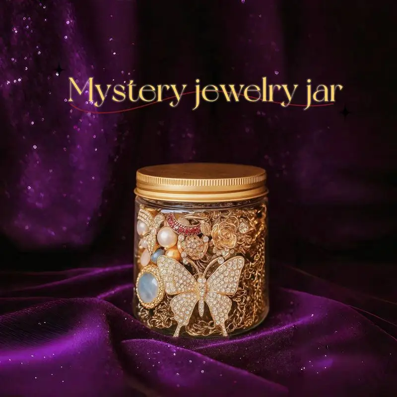 Jollyhit Mystery Jewelry Jar - Conjunto de bisutería retro Vibes para ella y cumpleaños - Anillos bohemios, pendientes nostálgicos, collares
