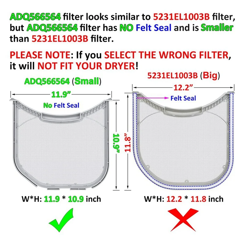 Hot ADQ566564 Lint Filter Replacement For  And Kenmore Dryers, Dryer Lint Trap ,Lint Screen With Dryer Vent Cleaner Brush