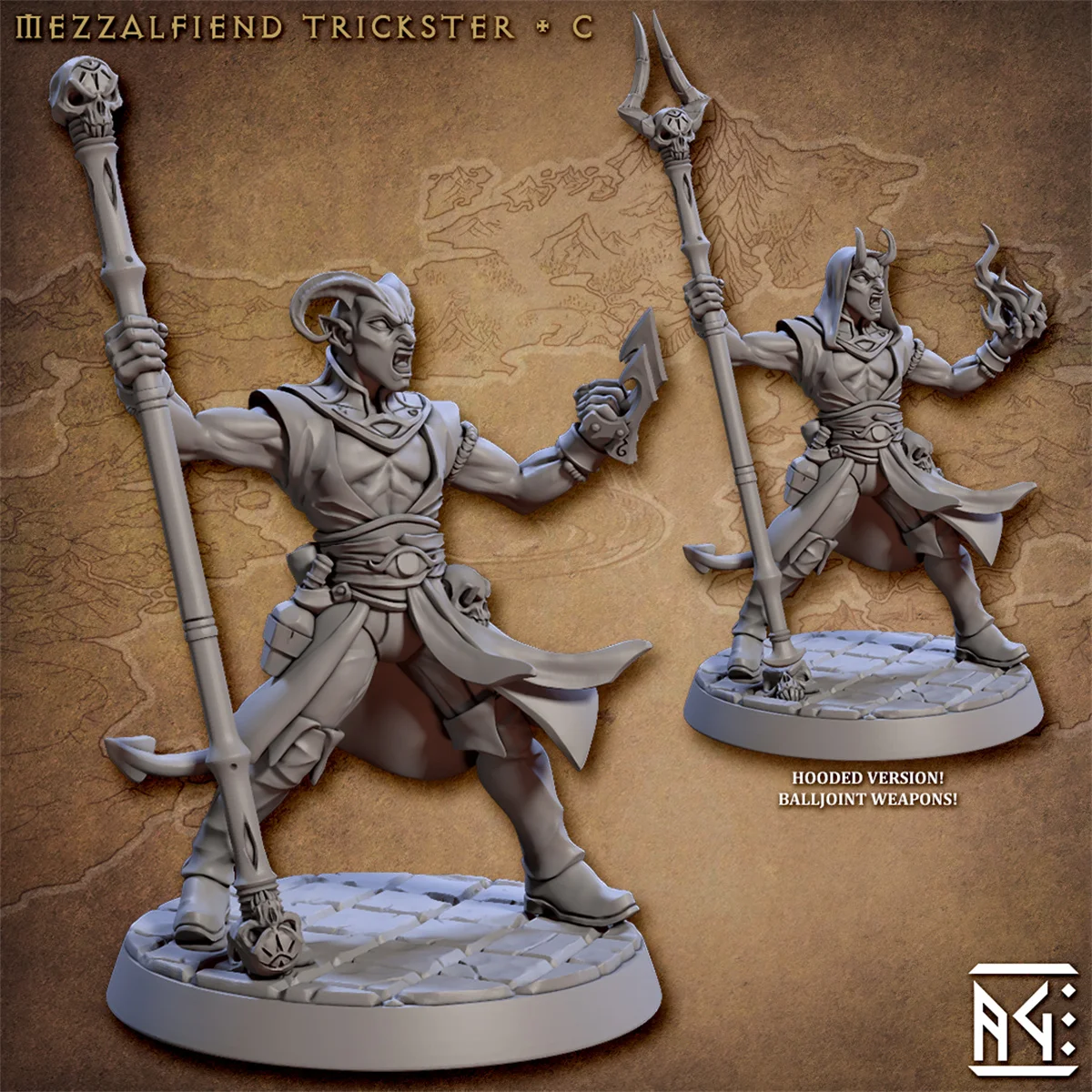 3d Printen Microscopische Modellen Dief Minstreel Warlock Demon Prins Dnd Running Groep Model