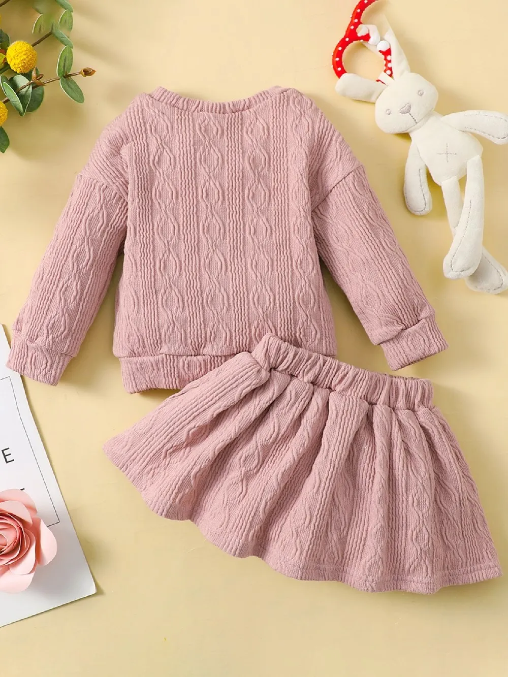 2PCS Cute Clothes Set Newborn Baby Girl Autumn Winter Lovely Rabbit Long Sleeve Sweater+Skirt New Years Warm Outfit 3-24 Months