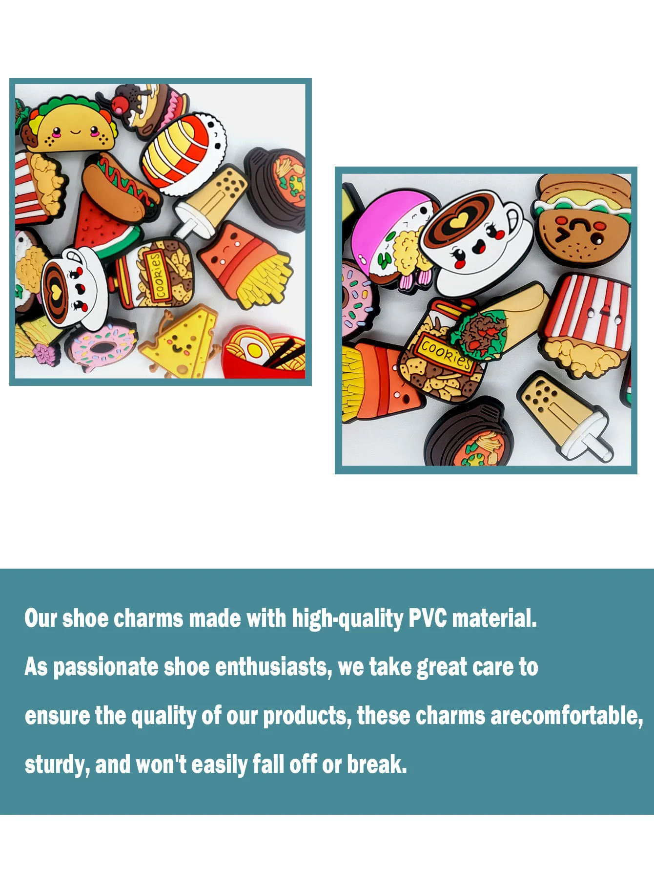 19Pcs Food Donut Cake Series Shoe Charms for Sandals, Beach Bags, PVC Shoe Decorations Accessories  DIY  Charms Premium Quality