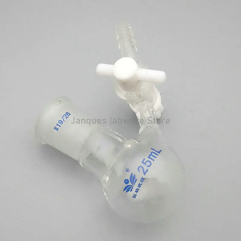 1PCS 10ml to 1000ml Lab Ball-shaped Borosilicate Glass Reaction Flask With PTFE Piston Frosted Mouth Flask with Branch Pipe
