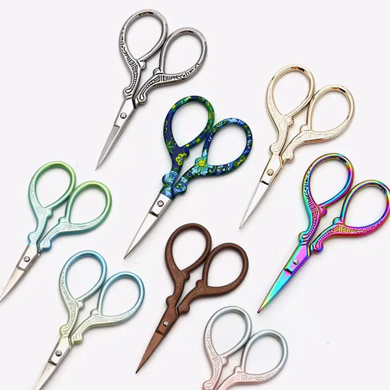 Print Flower Scissors Durable High Steel Vintage Tailor Scissors Craft Household For Fabric Scisso Rsembroidery Sewing Shears