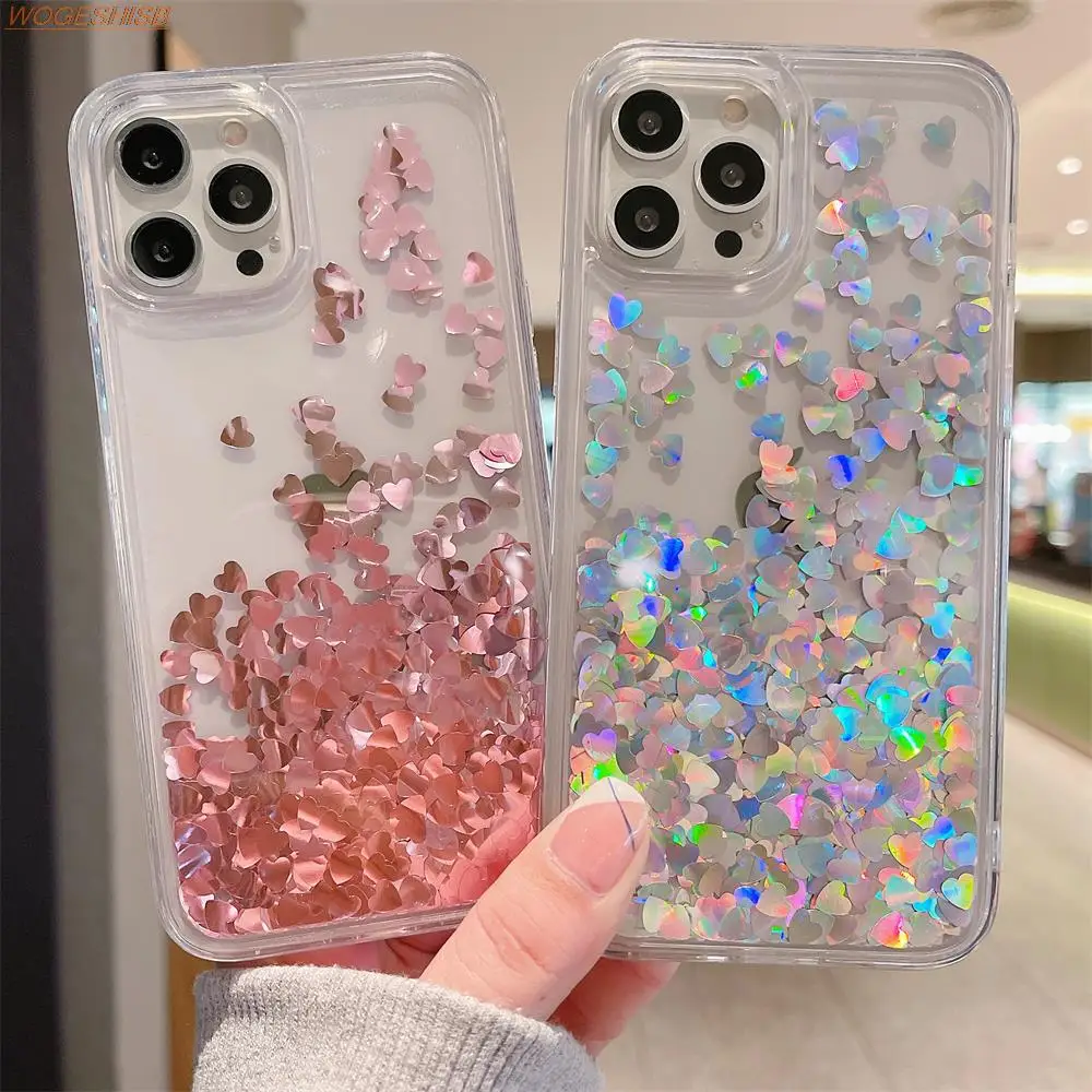 Liquid Glitter Soft Silicone Phone Case For iPhone 15 14 13 12 11 Pro Max X XS XR 7 8 6 6s Plus Sequins Quicksand Bling Cover