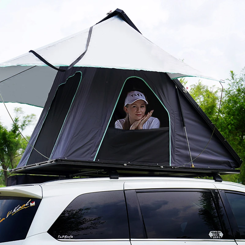 

Wholesale 3-4 Person Triangle Aluminum Hard Shell Roof Top Tent Camper For Car Cheap Roof Top Tent