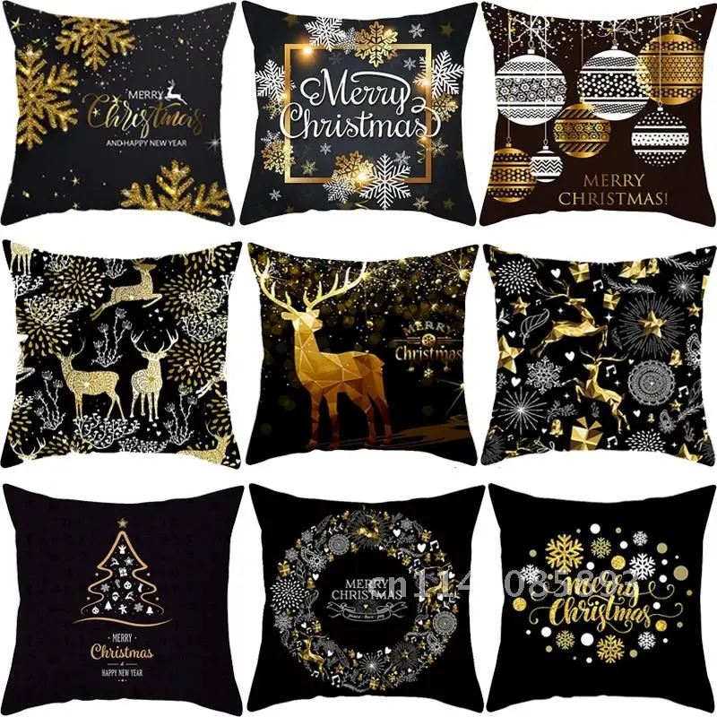 Christmas Cushion Cover Merry Christmas Decorations for Home 2021 Christmas Ornament Navidad Xmas Santa Natal Noel New Year 2022