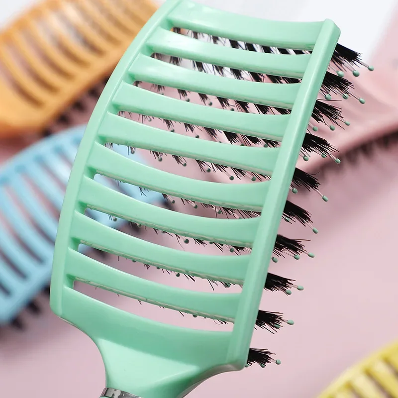 Women Wet Curly Detangle Hair Brush Hair Brush Scalp Massage Comb Hairbrush Bristle&Nylon Salon Hairdressing Styling Accessories