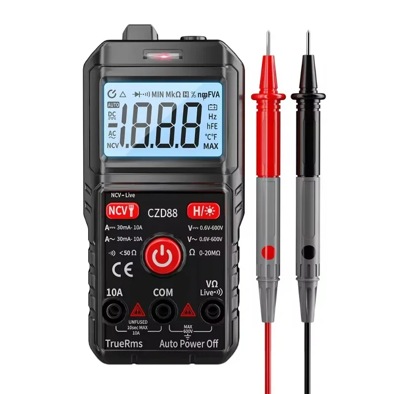 

Pocket digital multimeter measures DC/AC voltage, resistance continuity and NCV, with fully automatic range