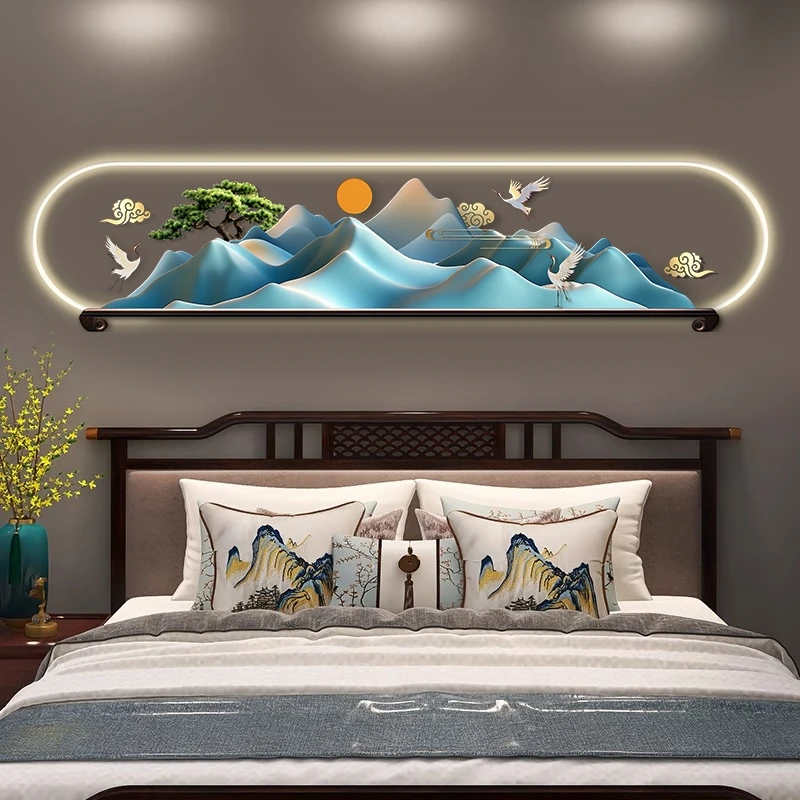 

Chinese living room decoration painting, LED lights, bedside mural, high-end feeling, sofa wall, ambient lighting painting