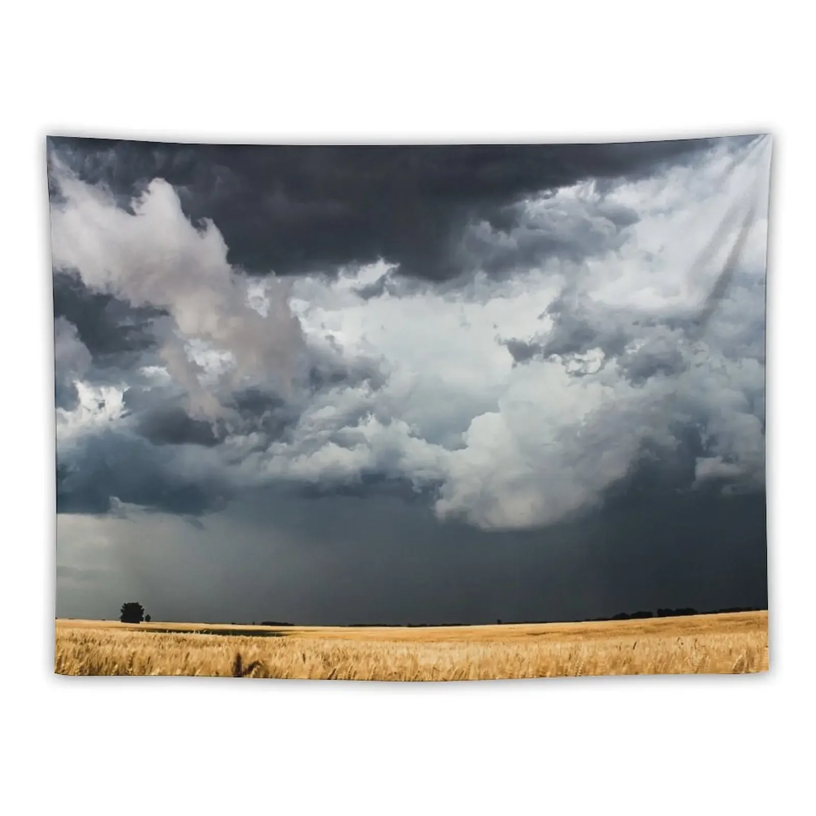 

Cotton Candy - Storm Clouds Gather Over Golden Wheat Field in Kansas Tapestry Room Ornaments Christmas Decoration Tapestry