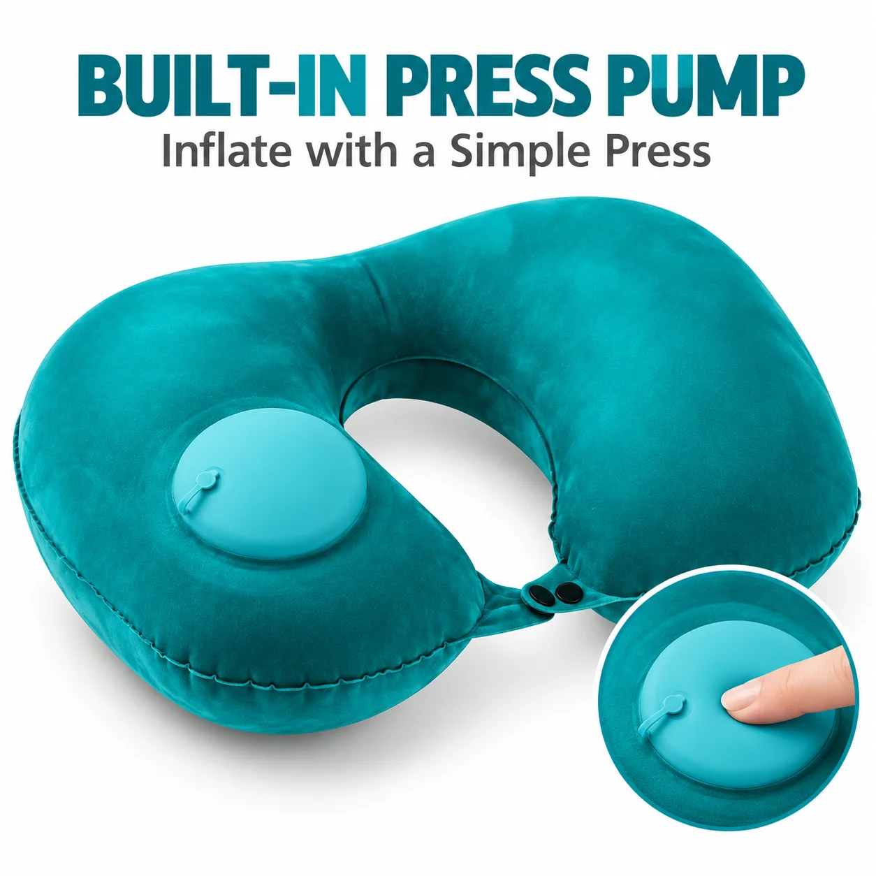 Inflatable Travel Neck Pillow U-Shaped Portable Foldable Cushion with Built-in Press Pump for Flights Office Rest Business Trips gallery 2