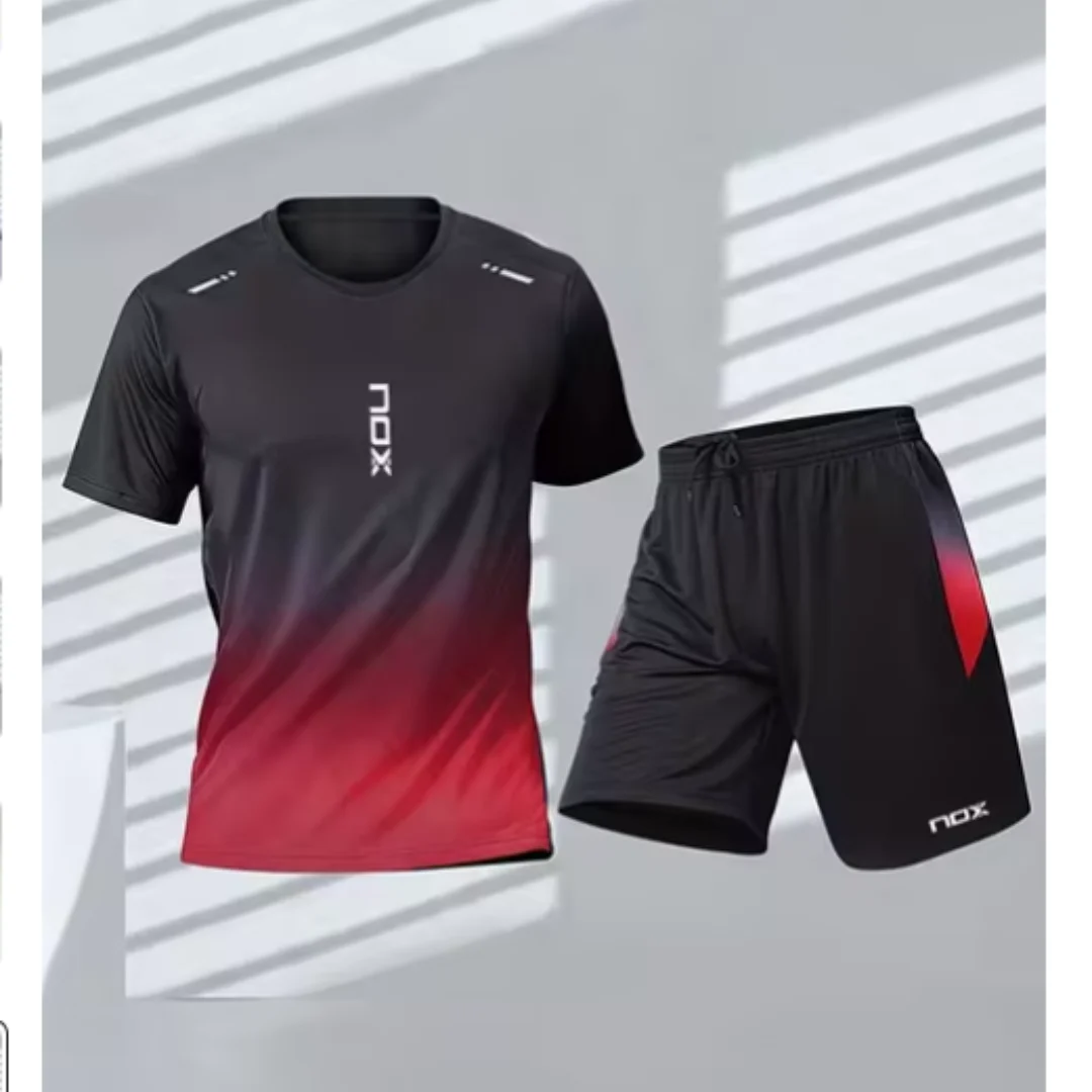 Nox T-shirt Tennis Sportswear Men\'s T-shirt Shorts Set Summer Badminton Short-sleeved Training Set Running Exercise Sportswear