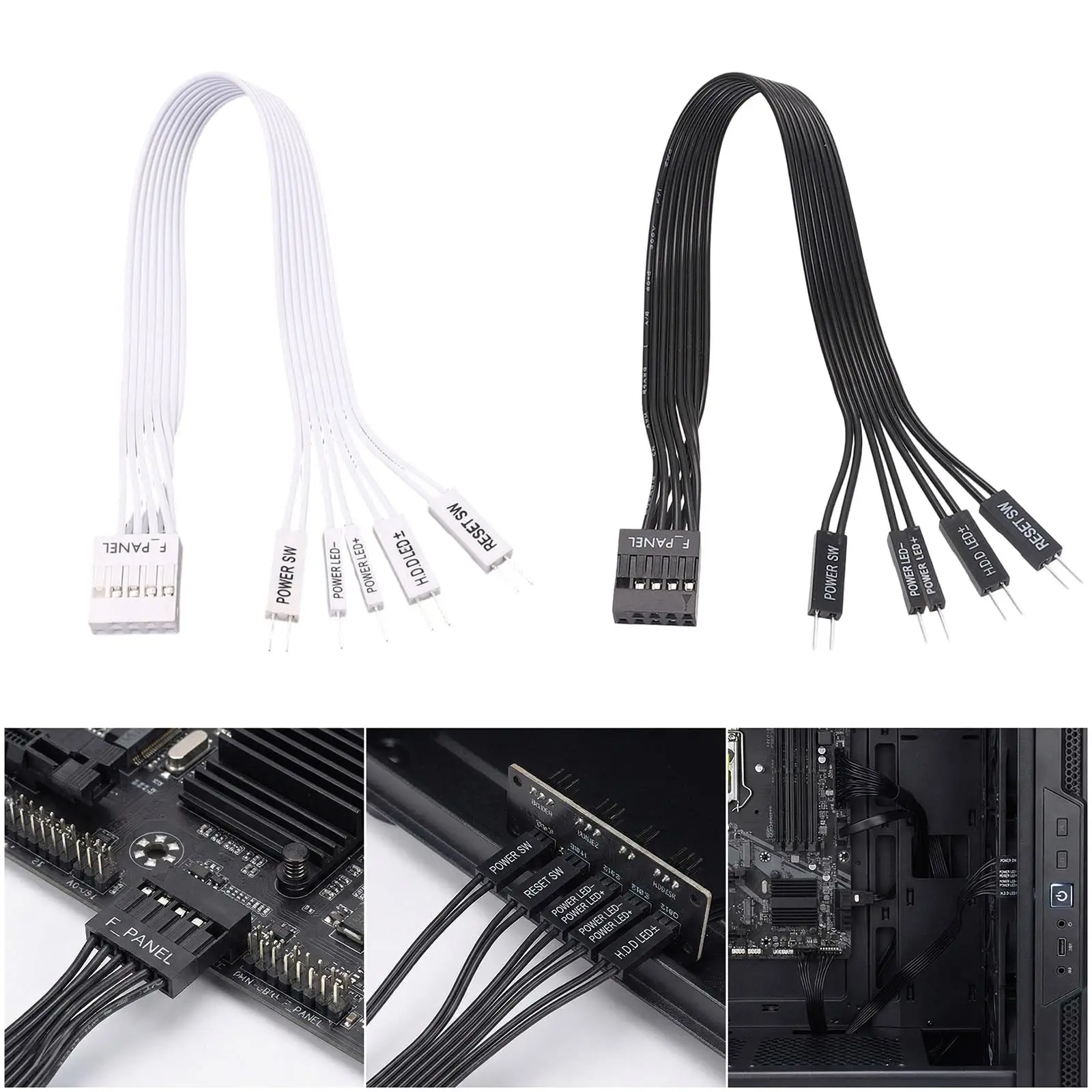Motherboard Panel Line Extension F-PANEL Female to 2Pin Male Extension LED Reset PC Power Cable Replacement Accessories