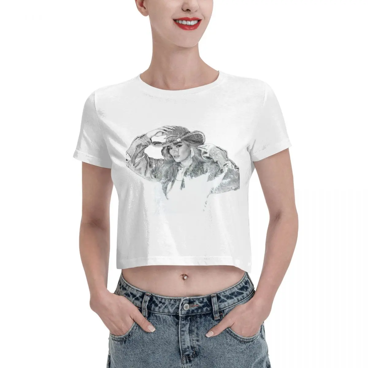 

Singer Karol G Graphic Bichota Tshirt Cartoon Graphic Tees Female Crop Top,Leak navel T-shirt