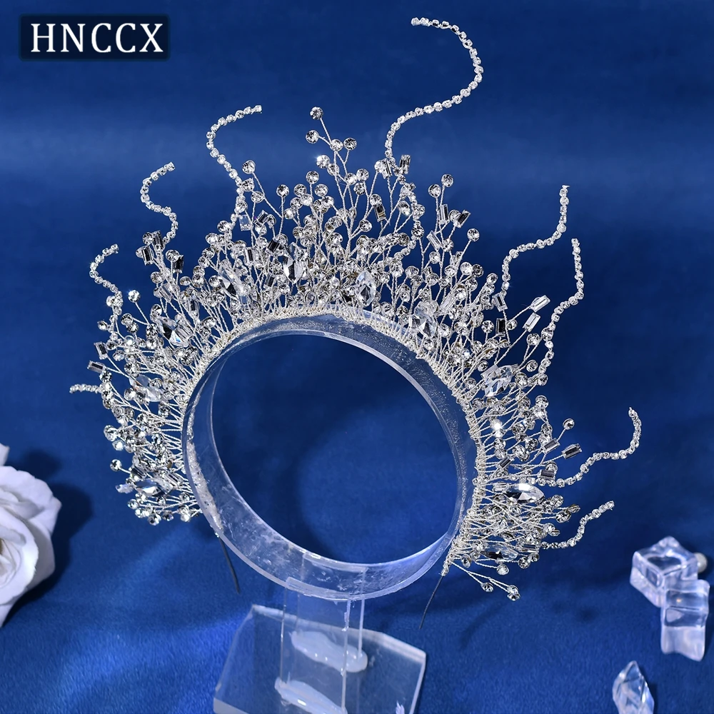 HNCCX accessori per capelli da sposa da donna corone da sposa per ornamenti da sposa fascia da sposa con strass e Set di orecchini CP369