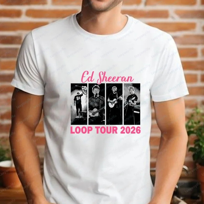 Ed Sheeran LOOP Tour Live 2026, Guitar Vibes Summer Trend Short-Sleeved Men's Women's Round-neck Shirt Comfortable T-shirt