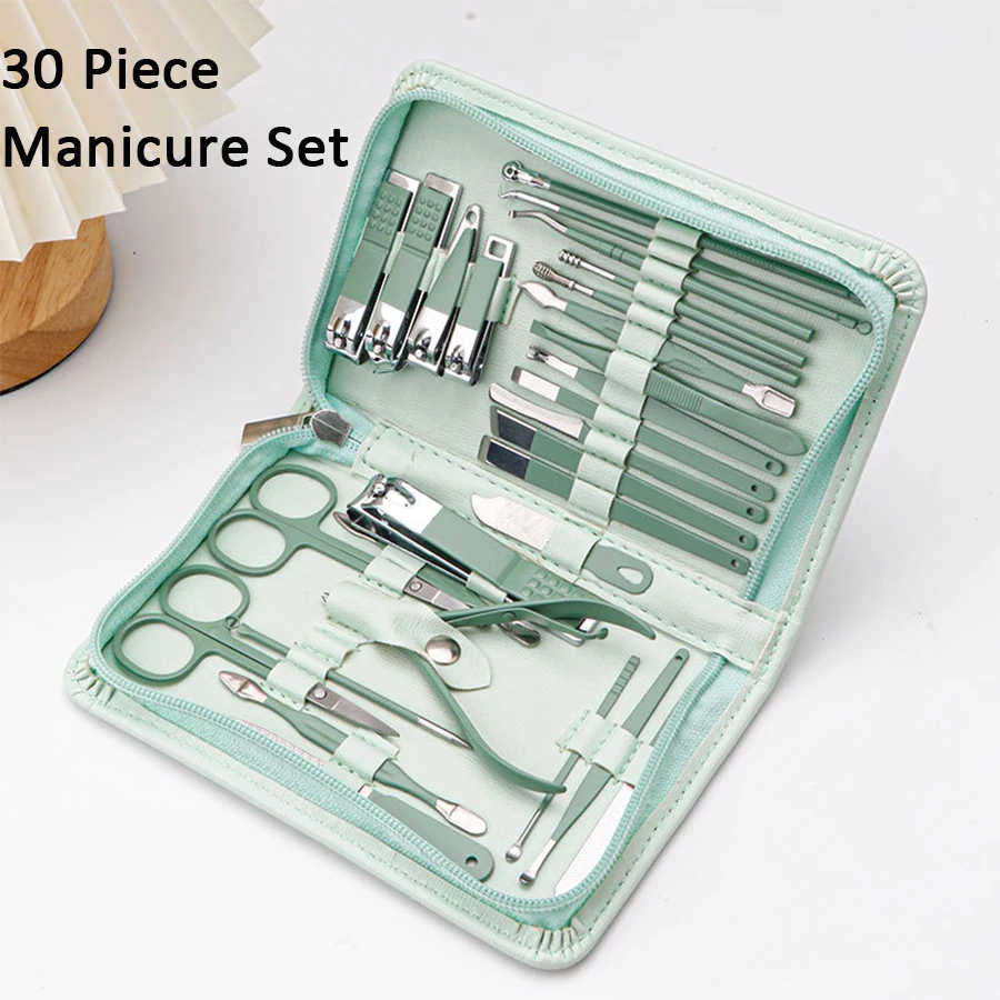 Nagelknipser-Set, 30-in-1-Nagelset, Maniküre-Set für Damen und Herren, Edelstahl-Maniküre-Set, professionell, mit Reiseetui