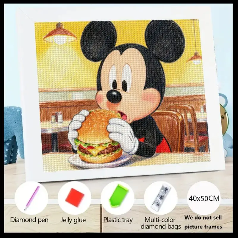 

1 шт. Дисней Микки Маус ест гамбургер 5D DIY комплект алмазной живописи полная дрель мультяшный персонаж горный хрусталь вышивка мозаика A