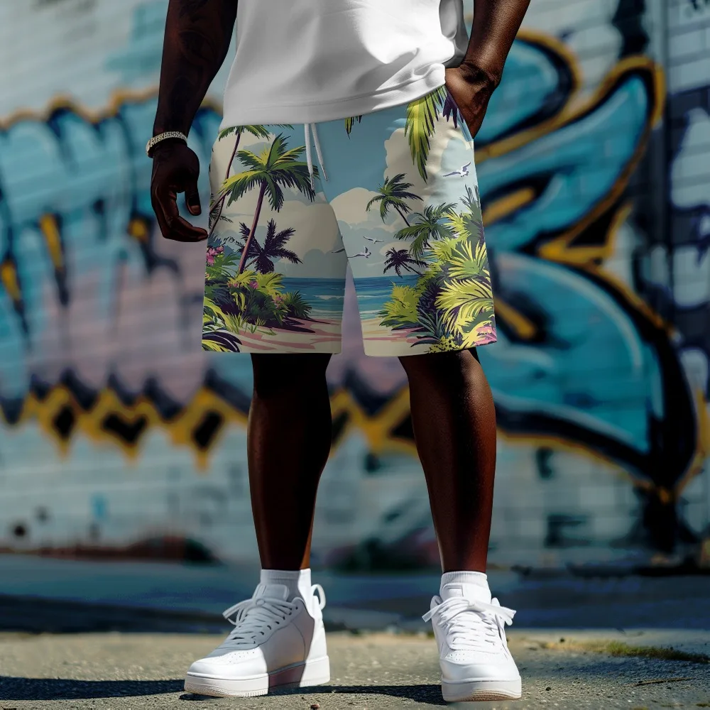 

Tropical Paradise Print Casual Shorts Hot Summer Island Vibes Bottoms Men's Beachwear Couple Casual Short Hip Hop Streetwear