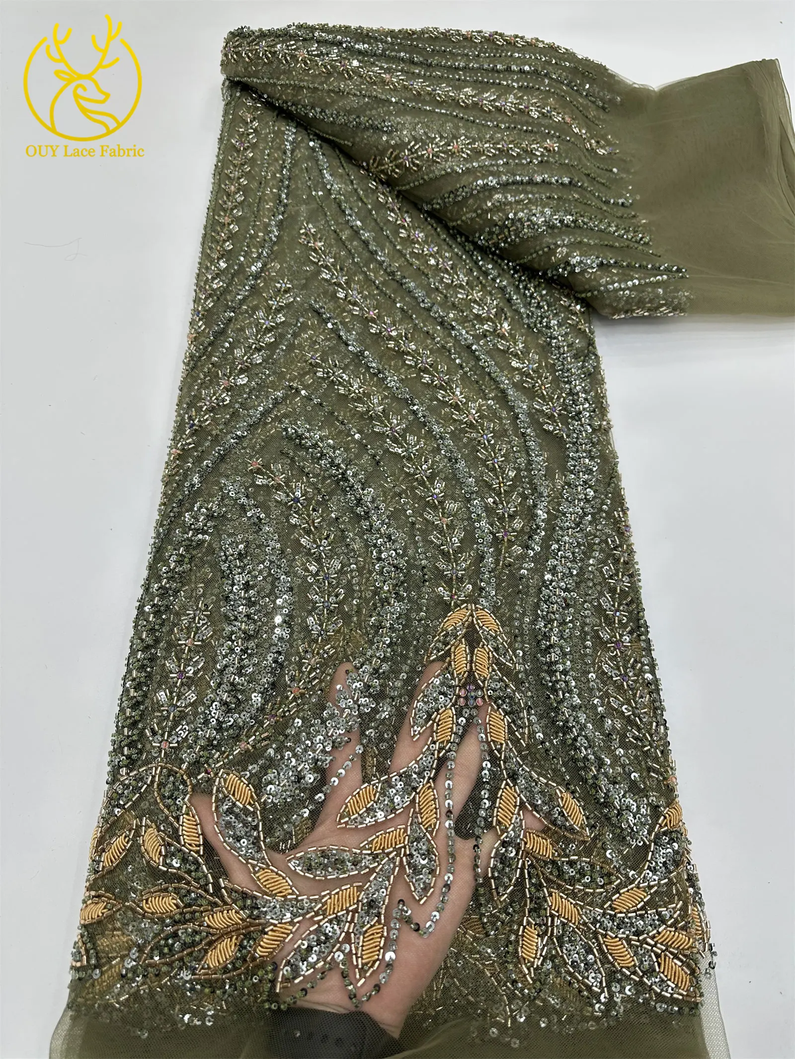 Luxuriöser afrikanischer Brautkleid-Spitzenstoff 2026 – Hochwertige nigerianische französische Pailletten-Tüllspitze für Damen-Abendkleider zum Nähen – Detail 8