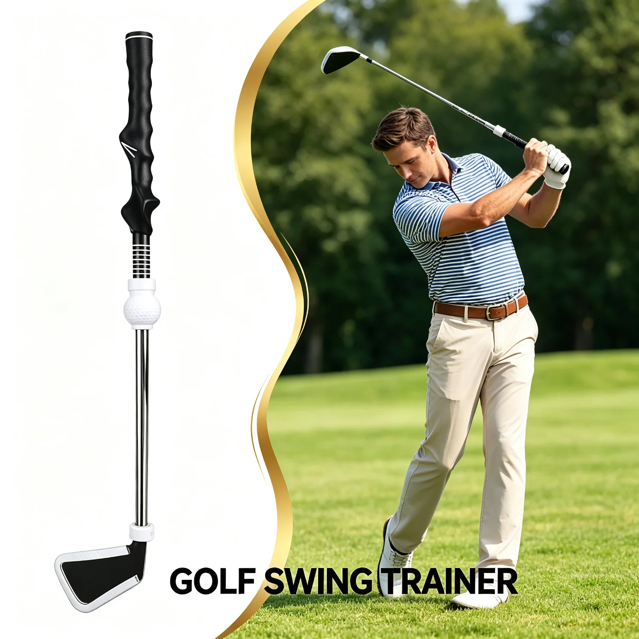 Retractable Golf Swing Training Aid Golf Swing Trainer Rhythm Click Sound Warm Up Golf Grip Trainer Attachment Strength Tempo