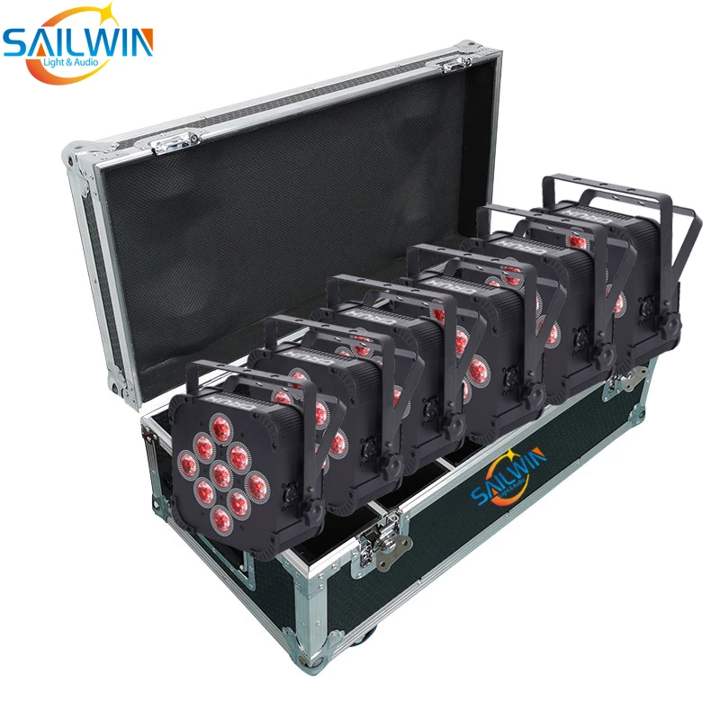 USA SHIPMENT 9X18W RGBAW UV Battery Rechargeable Wireless Remote LED Par Light DJ Stage LED Uplight With 6in1 Charging Road Case