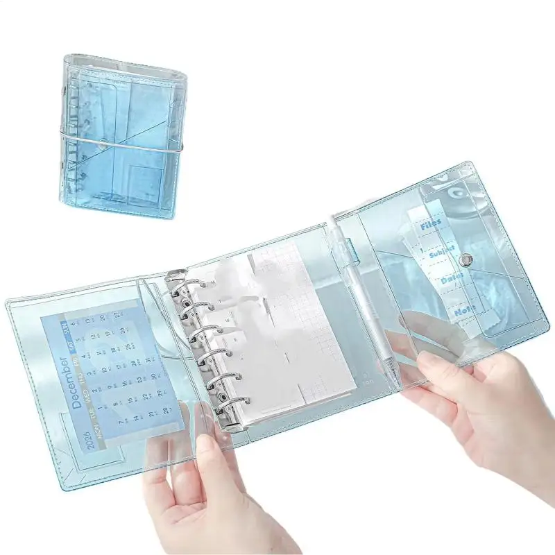 Fold Accordion Journal Refillable Clear PVC Loose Leaf Notebook Aesthetic Pocket Planner For Daily Journal