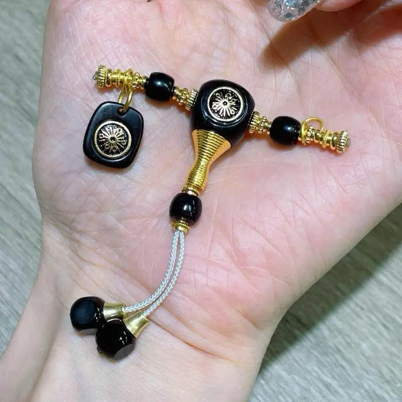 high-quality-natural-obsidian-triple-spacer-clasp-with-universal-swivel-axis-set-for-diy-buddhist-mala-beads-jewelry-accessories