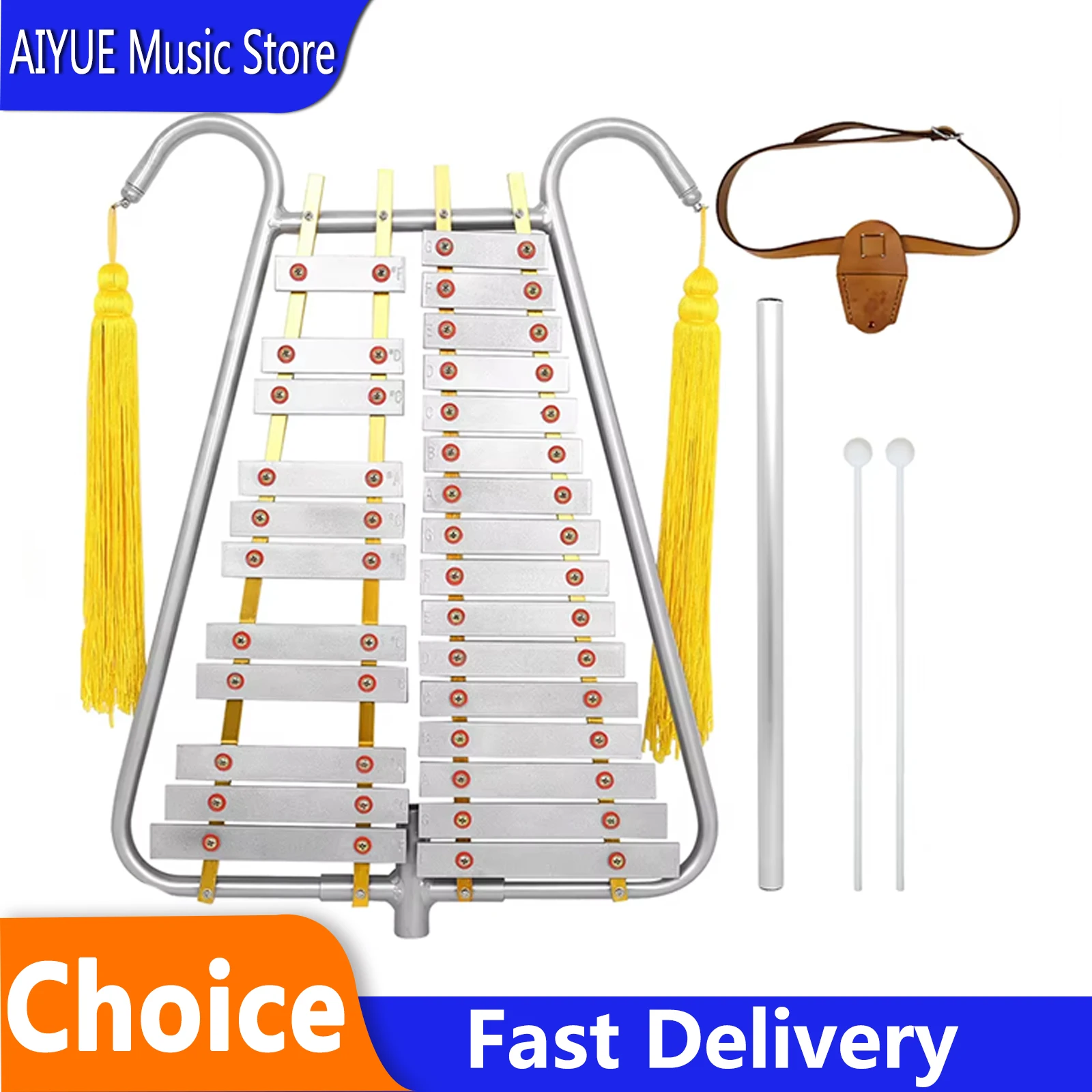 

29 Note Lyre Traveling Bell Metal Silver Western Performance Qin Suitable With Accessories Percussion Instrument For Beginners