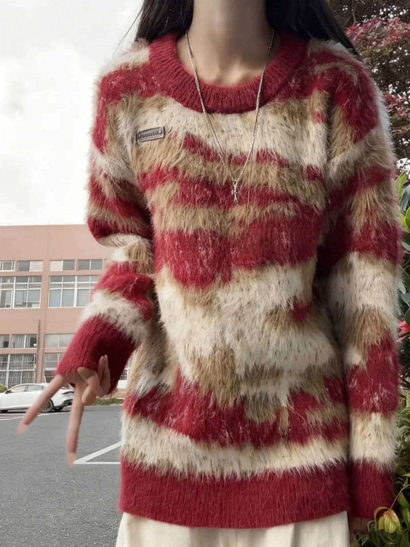 

Мягкий свитер в полоску с круглым вырезом, повседневный, для мужчин и женщин, зимний, удобный, вязаный, внутренний базовый слой