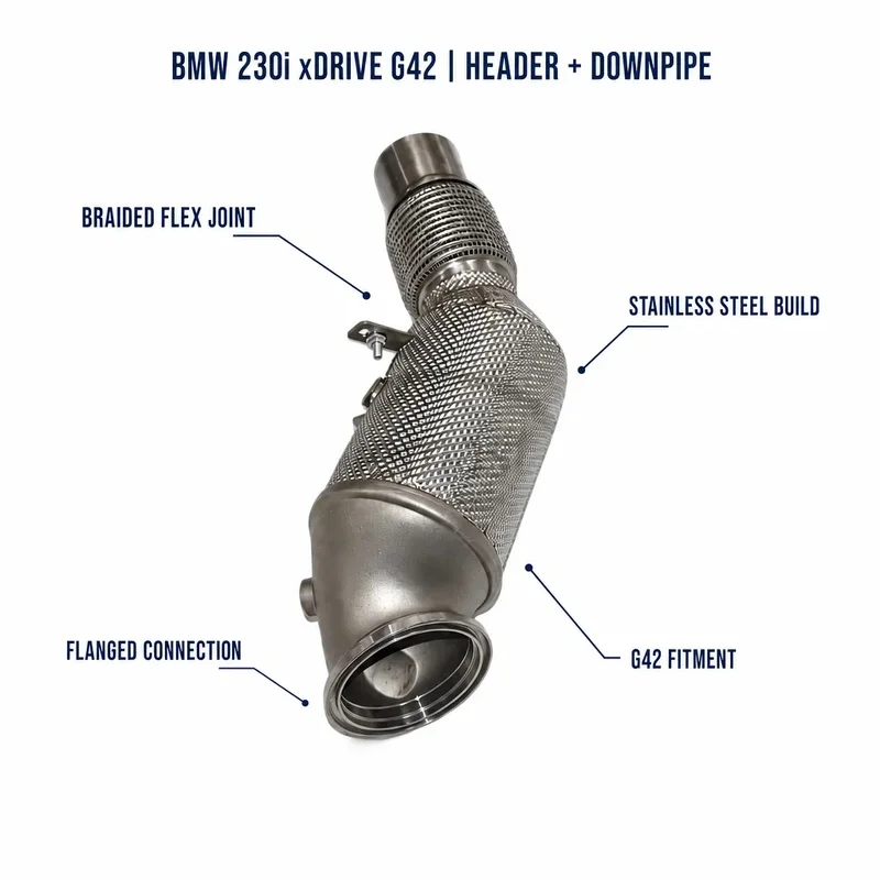 For BMW 230i xDrive G42 2.0T B48 Heat Shielded Downpipe SUS304 TIG Welded Mandrel Bent O2 Sensor 2022-2025