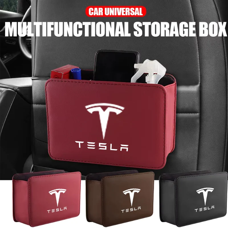 For Tesla Model 3 S X Model Y ABS Car Logo Badge Trash Bin Garbage Dust Case Plastic Trash Can Auto Interior Storage Accessories