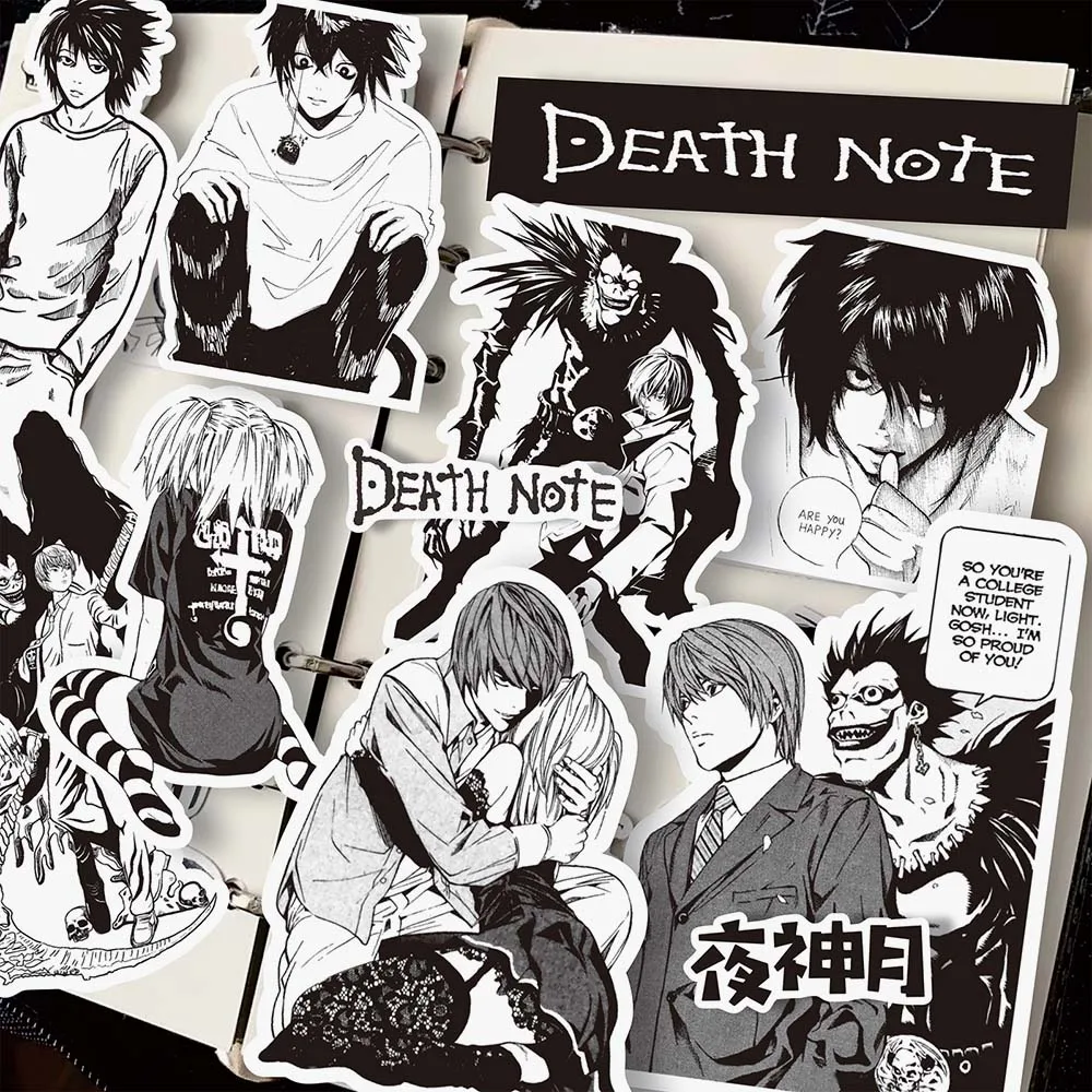 

10/65pcs Anime Black White DEATH NOTE DIY Graffiti Stickers Pack Scrapbooking Notebook Luggage Laptop Kids Toy Decorative Decals