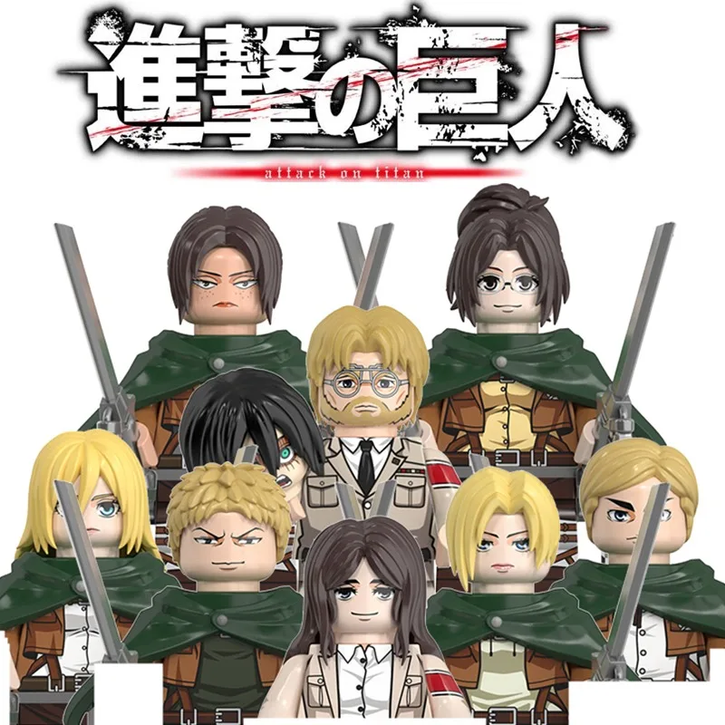 8pcs/set Attack on Titan Anime Mini Man Blocks Figure