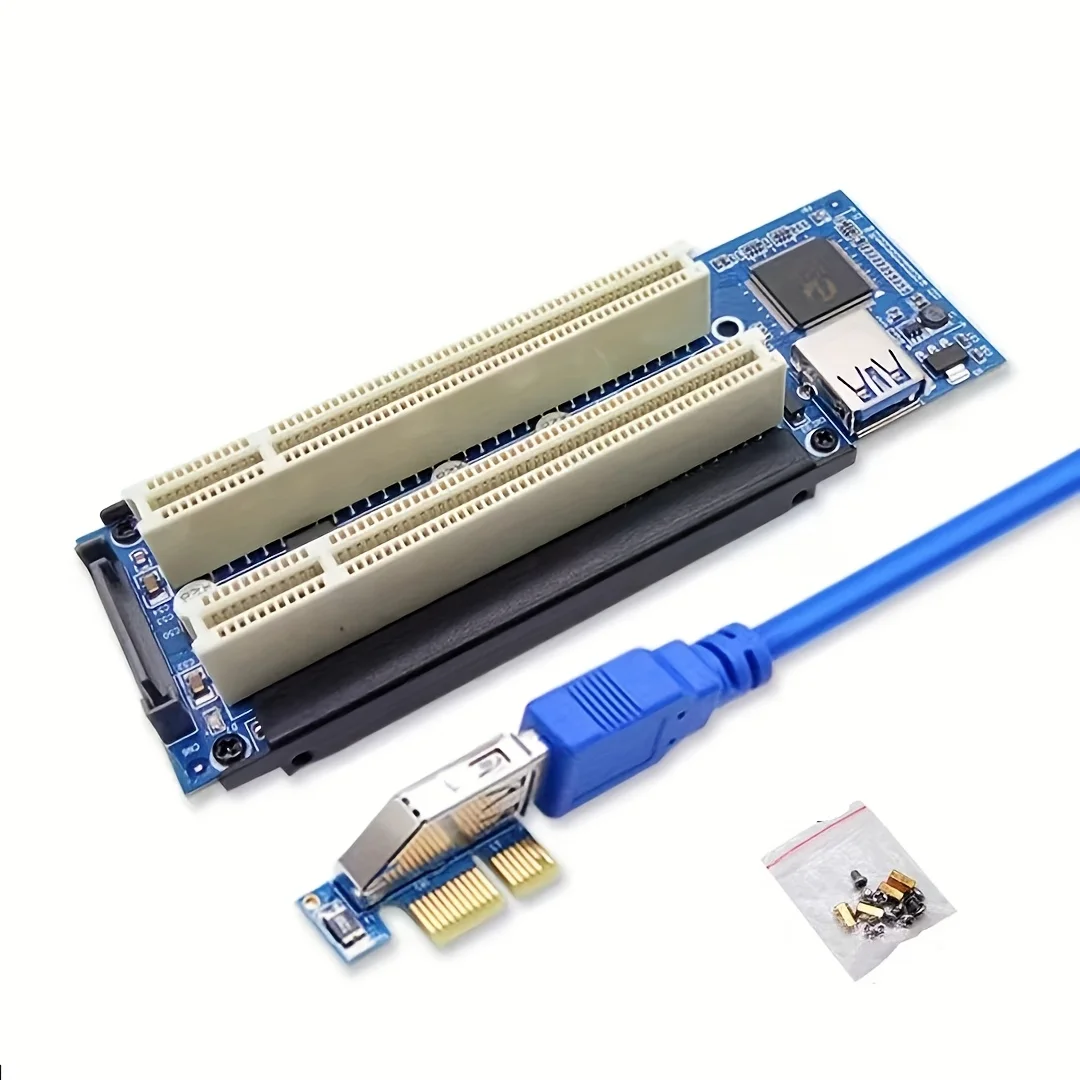 PCIE PCI-E PCI Express X1 to PCI Riser Card Bus Card High Efficiency Adapter Converter USB 3.0 Cable for Desktop PC ASM1083 Chip