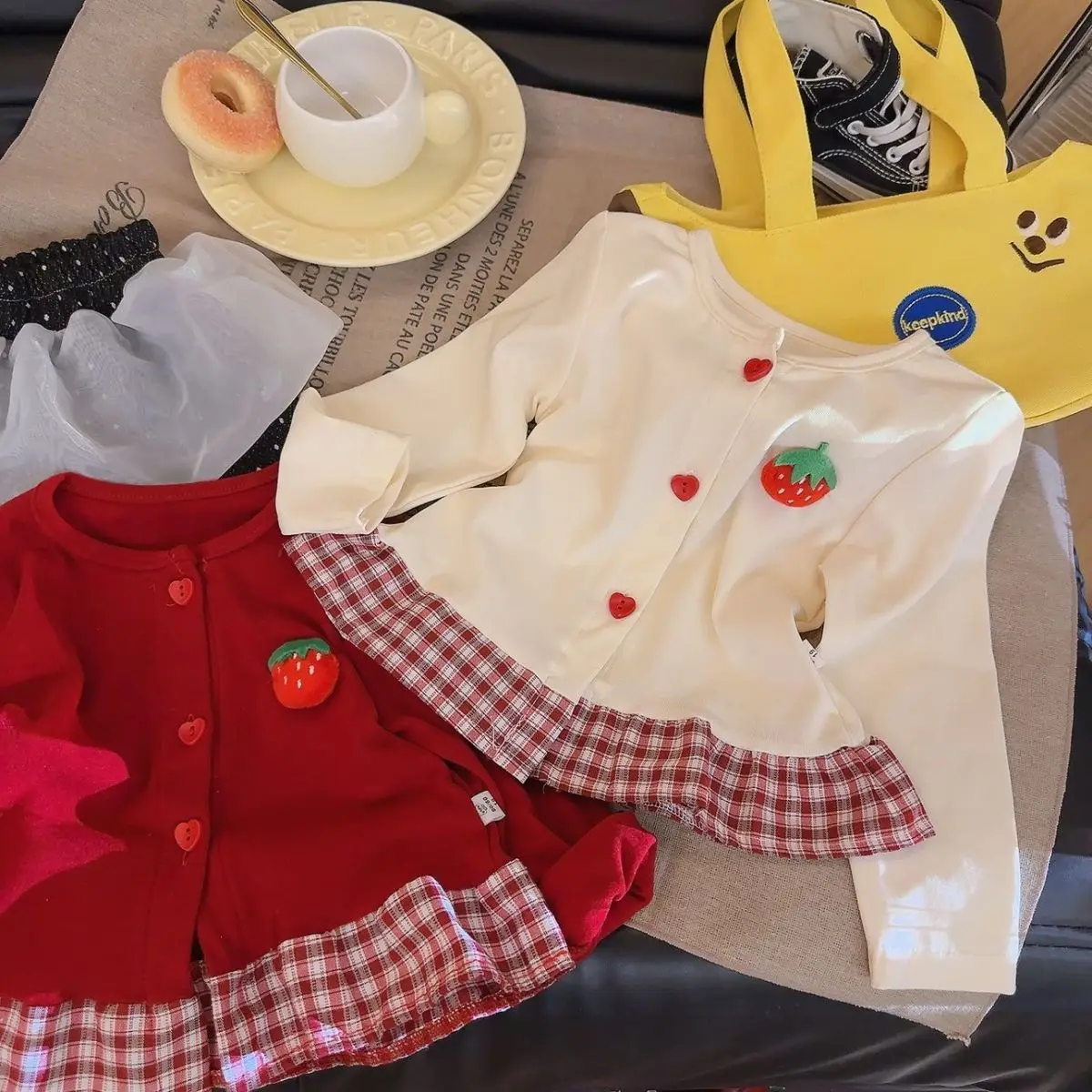 2026 Autumn Girls Colorblock Long Sleeve Cardigan Trendy Casual Knitwear Tops