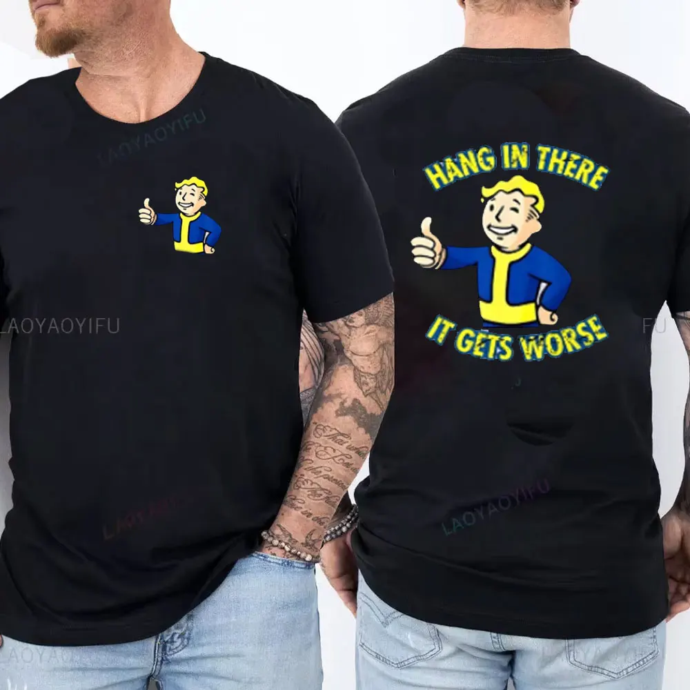 

Hang in There It Gets Worse Funny Meme Sarcastic Quote Front&Back Print T-Shirt Funny T Shirts Offensive New in Tops & Tees