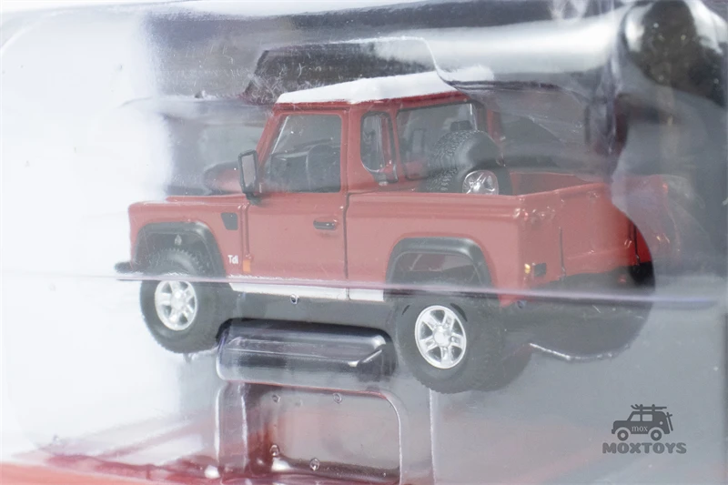 MINI GT Mijo Exclusives 1:64 Land Rover Defender 90 Pickup Masai Red Mijo LHD Diecast Model Car