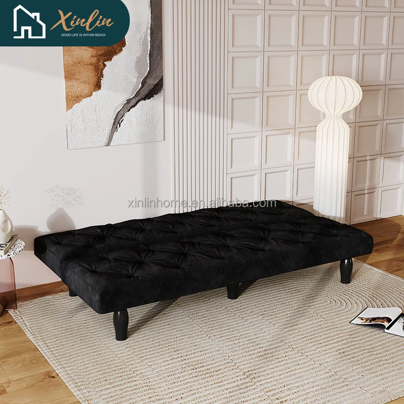 

HOT SALE66\" Modern Black Velvet Sofa Bed with Reclining Feature Transform Seamlessly for Family Living or Bedroom Free Shipping