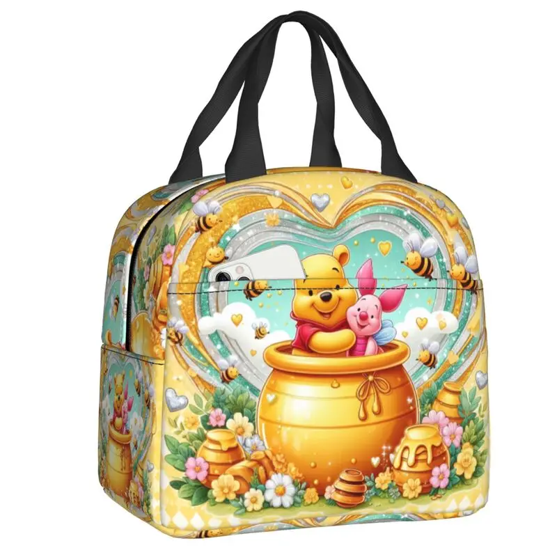 Winnie The Pooh Insulated Lunch Box for Women Reusable Warm Cooler Thermal Lunch Bag Travel Food Picnic Container Tote Bags