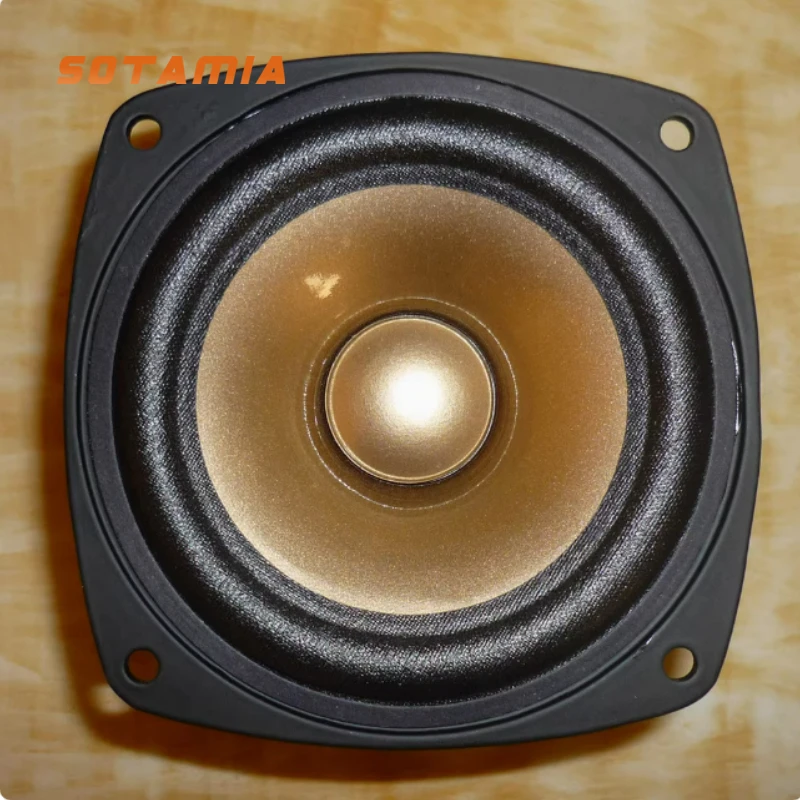 

SOTAMIA 1Pcs 4 Inch Full Range Speaker 4 Ohm 60-100W Gold / White Dual Magnetic Oil Cloth Edge Subwoofer for TV Stations Speaker