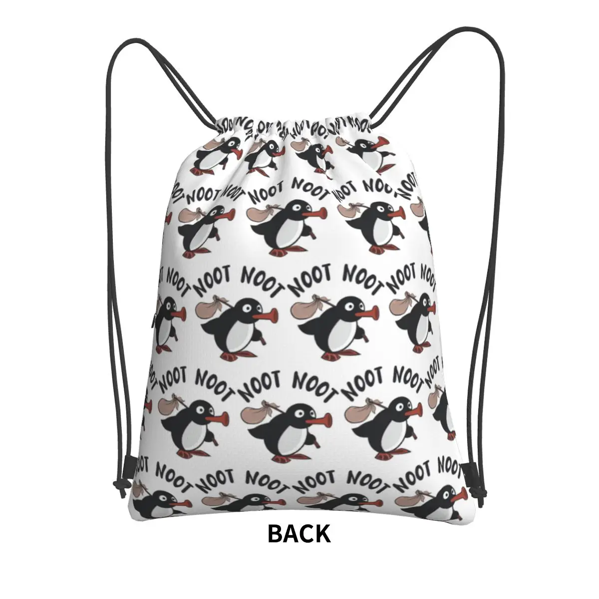 Cute Pingu Penguin Fishing Backpacks Portable Drawstring Bags Shoes Bag Book Bags for Travel Students
