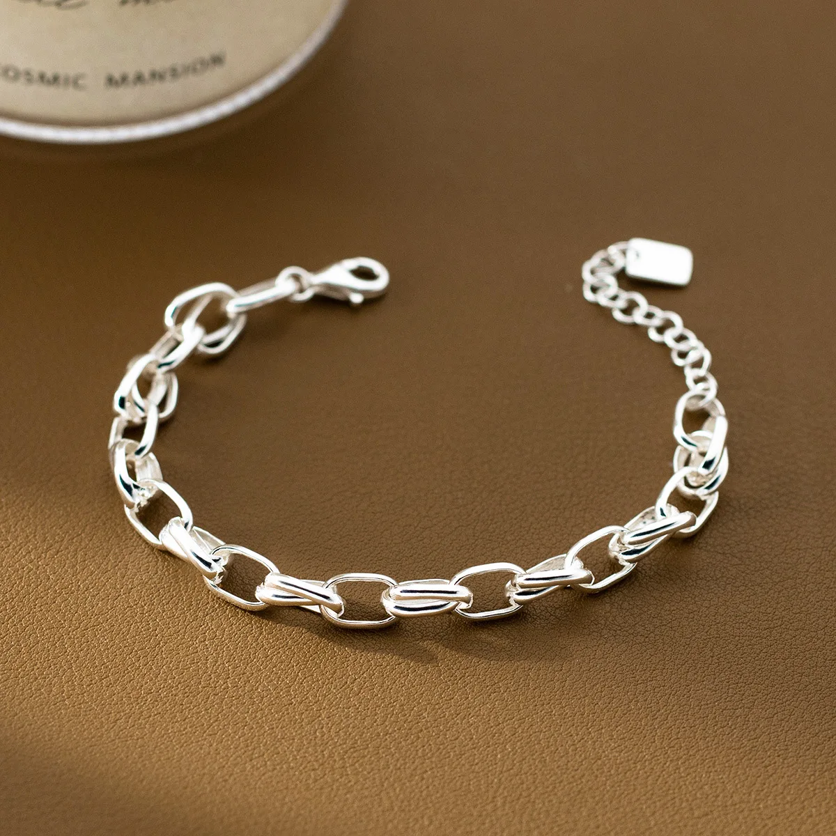 S925 Silver Double Oval Plate Bracelet Nickel Free Hypoallergenic Minimalist Wholesale Dainty Stacking Jewelry for Women