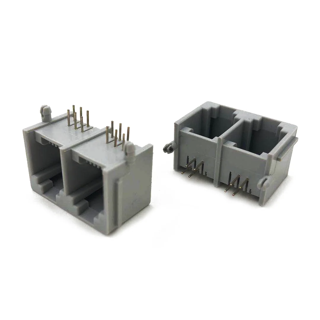 5PCS 1*2 RJ12 Connecter RJ11 Female PCB Jack 6P4C 6P6C Modular Plug 5521 Socket 1x2 Telephone Connector 2 Ports Interface