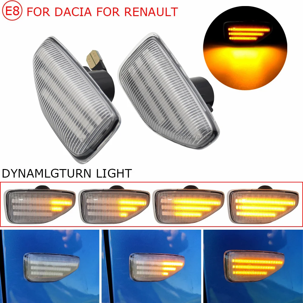 LED Dynamic Side Marker Turn Signal Light For Dacia Logan II 2012 Sandero II 2012 Duster 2018 Amber Indicator Repeater Lamp 2pcs