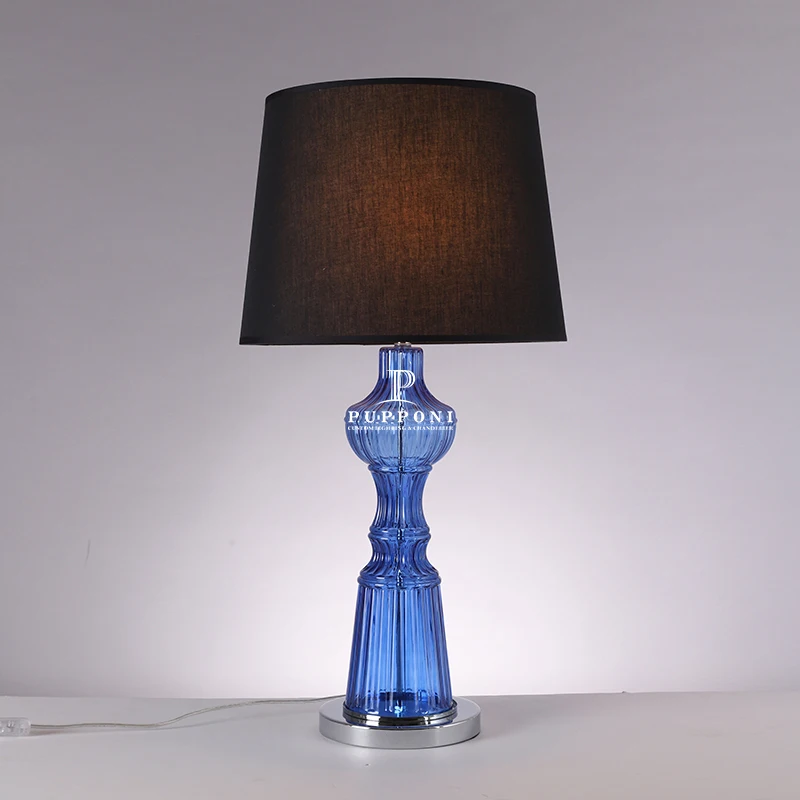 

Modern Design Blue Glass Decorative Table Lamp Bedside Table Night Stand Light Desk Lamps